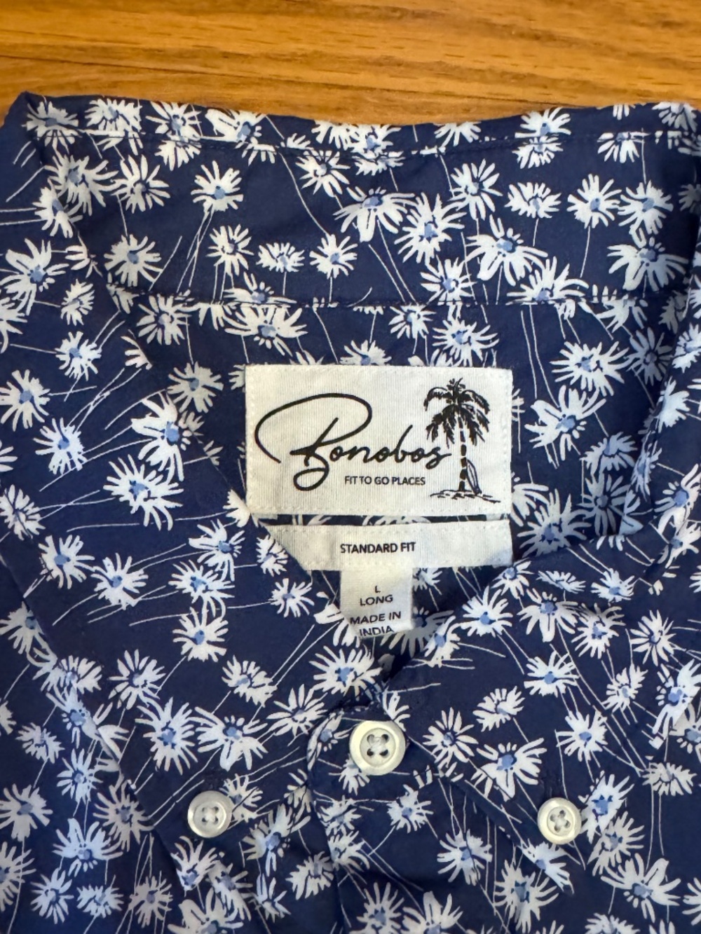 Bonobos Standard Fit Mens Shirt Large Tall Long LT Blue Flower